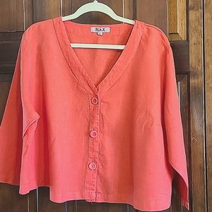 Flax L button down blouse/light jacket